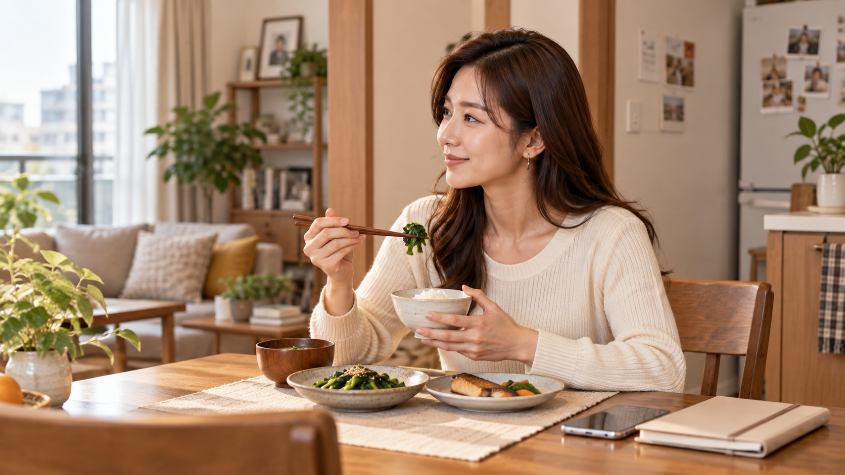 新人在家吃飯並安排上班前的生活時間
